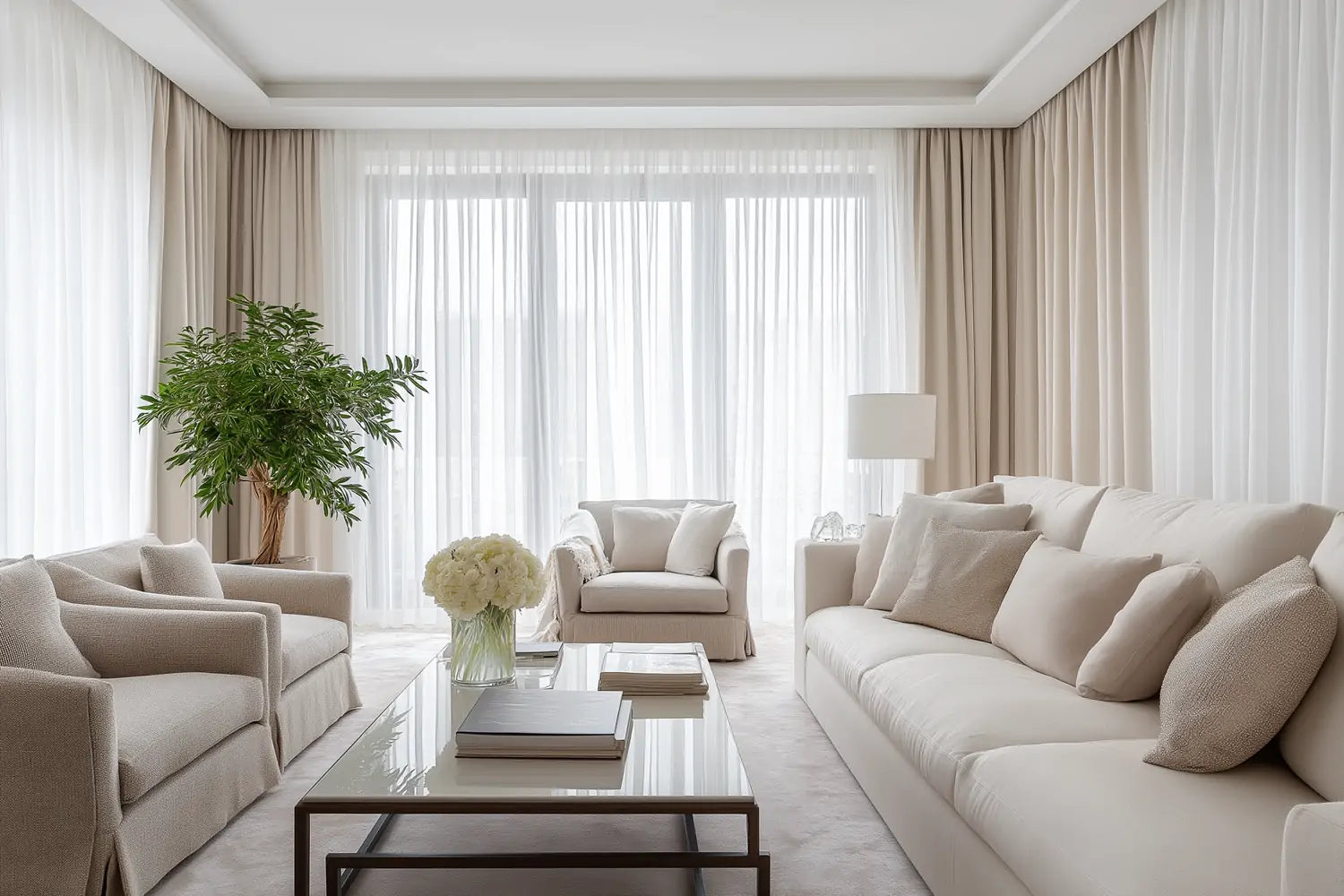 layering custom curtains for living room