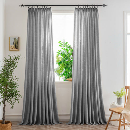 Nyla Cream Yellow Blended Cotton Pinch Pleat Custom Curtains Nyla Gray-14