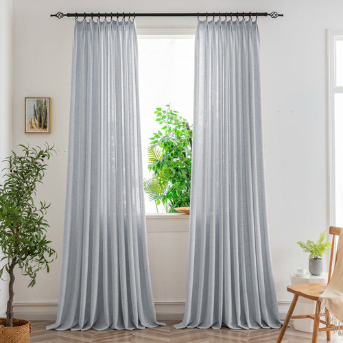 Nyla Cream Yellow Blended Cotton Pinch Pleat Custom Curtains Nyla Gray Purple-5