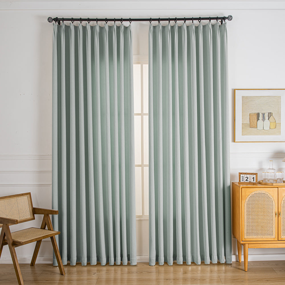 Waffle Chenille Blended Woven Pleated Custom Curtains Waffle Light Gray-10