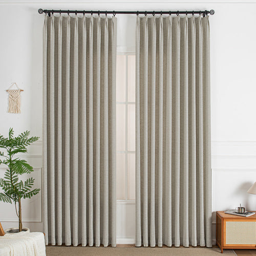 Khaki Gray-10 Thalia Textured Linen Custom Curtains