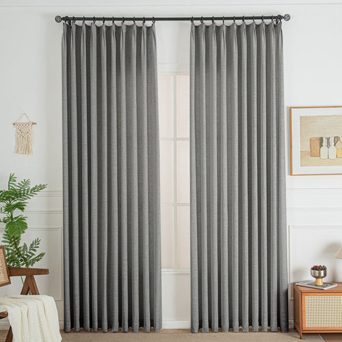 Rock Grey 850-12 Lorna French Linen Custom Pleated Curtains Panel