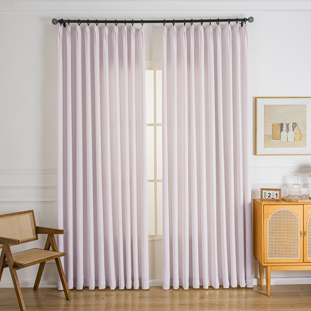 Waffle Chenille Blended Woven Pleated Custom Curtains Waffle Pink-13