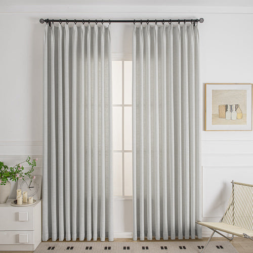 Light Gray-15 Cozy Heavyweight Linen Woven Custom Curtains