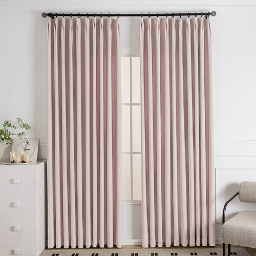 Tuscany Woven Faux Linen Bathroom Pleat Custom Curtains Tuscany Pink-15