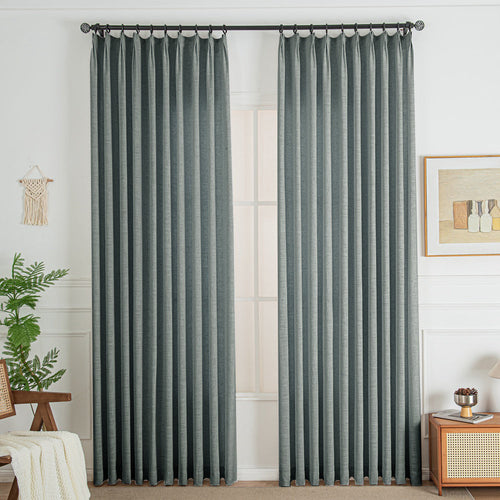 Dark Grey 850-17 Lorna French Linen Custom Pleated Curtains Panel