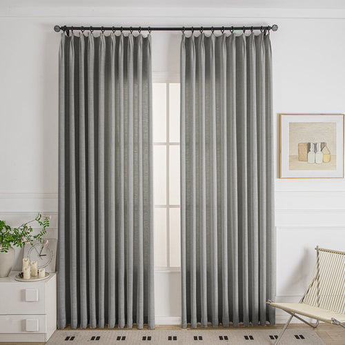 Smoky Gray-17 Cozy Heavyweight Linen Woven Custom Curtains