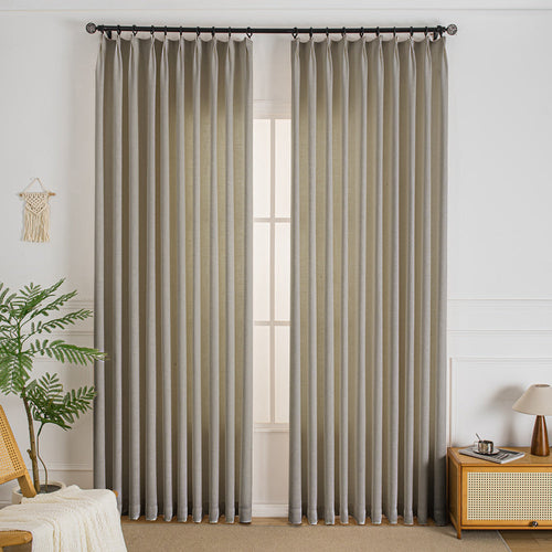 Khaki-18 Elise Heavyweight Textured Faux Linen Outdoor Custom Curtains