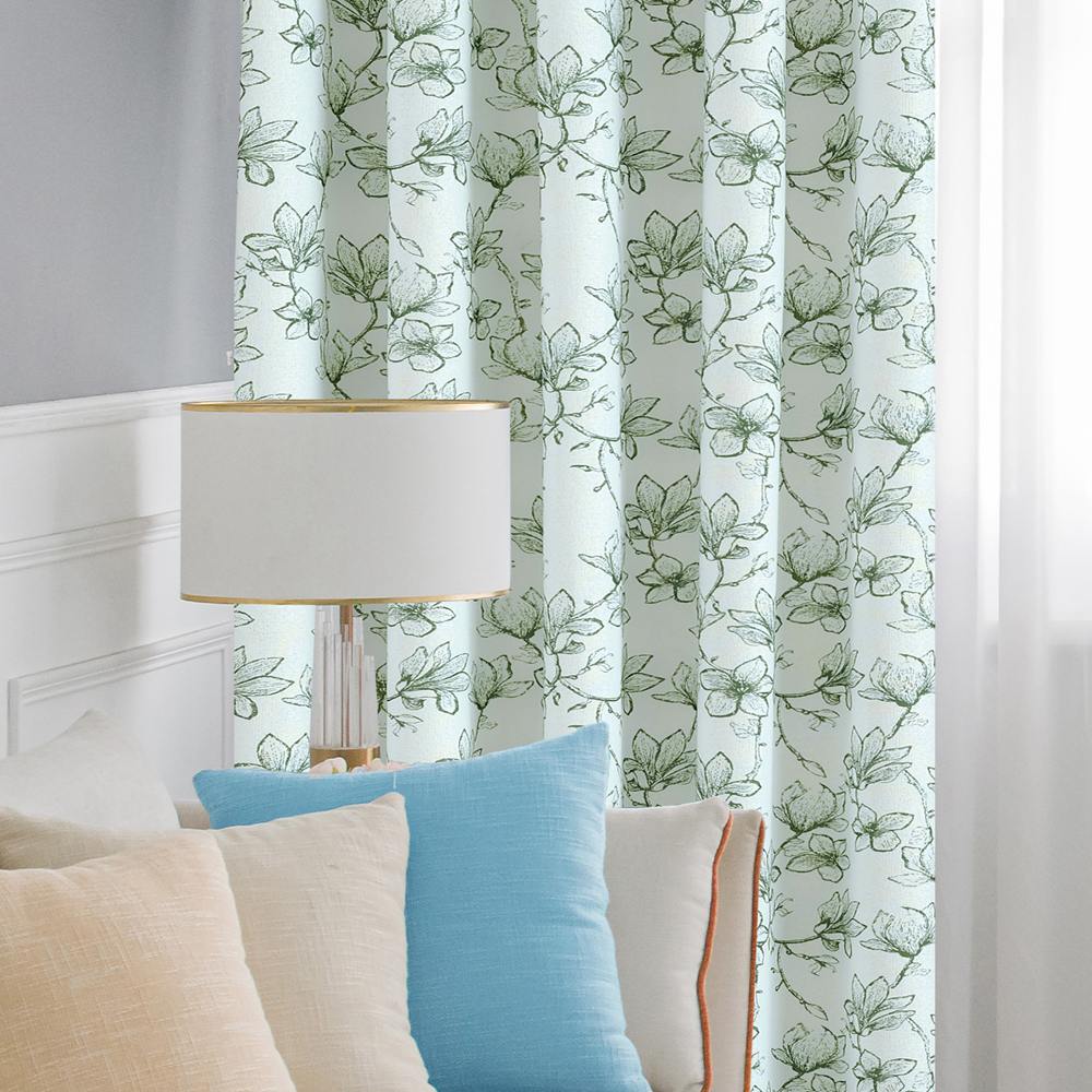 Lily Green Patterned Grommet Soft Top Custom Curtains Lily