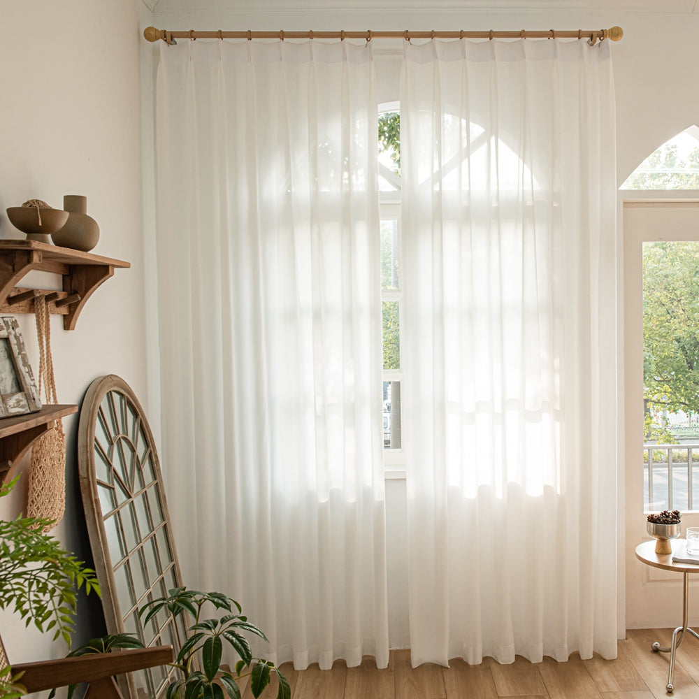 Cloud Water Repellent White Sheer Outdoor Pleated Custom Curtains Cloud