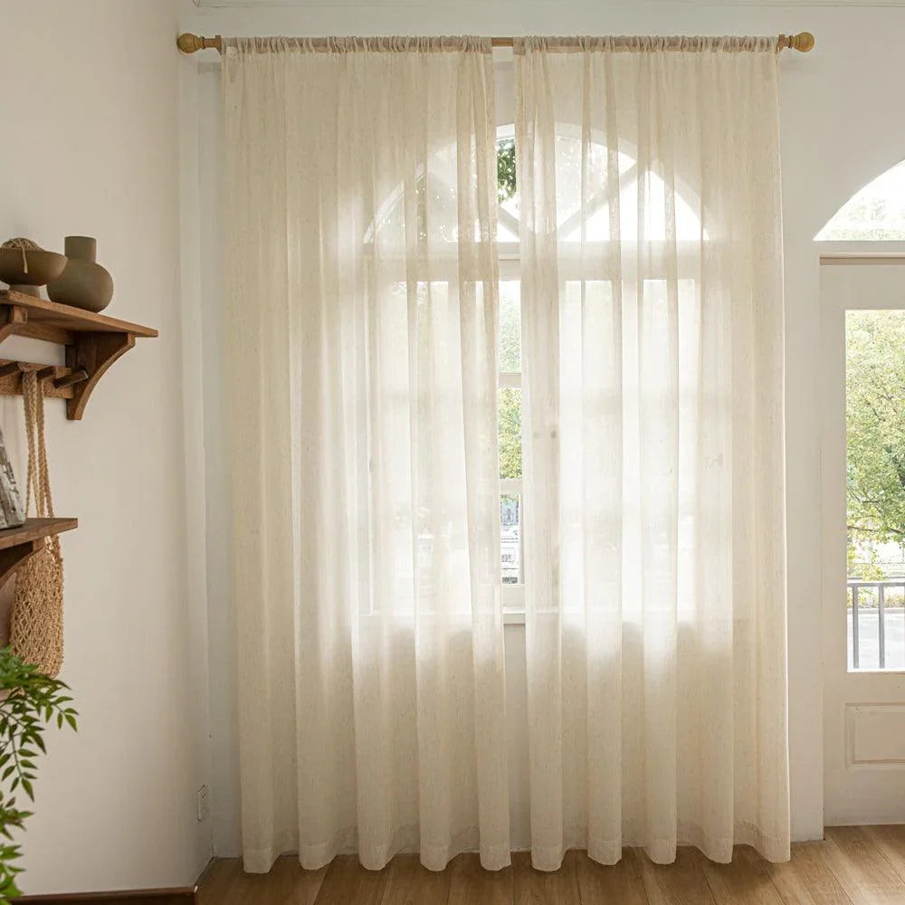 Misty-Lin Warm Cozy Glow Linen Grommet Soft Top Custom Curtains Misty-Lin