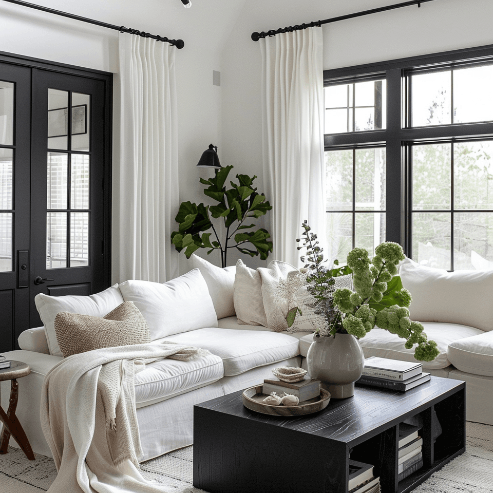 Airy Elegant White Privacy Faux Linen Pleated Custom Curtains