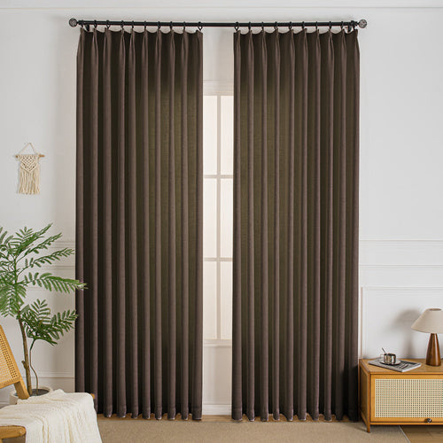 Chocolate-22 Elise Heavyweight Textured Faux Linen Outdoor Custom Curtains