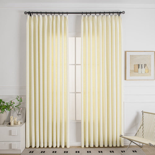 Pale Yellow-2 Cozy Heavyweight Linen Woven Custom Curtains
