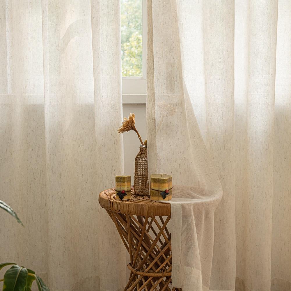 Misty-Lin Warm Cozy Glow Linen Grommet Soft Top Custom Curtains Misty-Lin