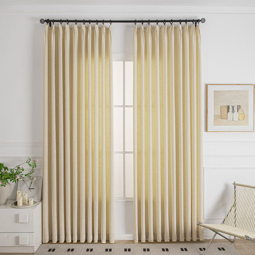 Straw Yellow-33 Cozy Heavyweight Linen Woven Custom Curtains