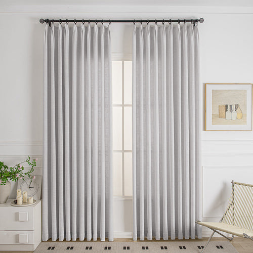 Gray White-36 Cozy Heavyweight Linen Woven Custom Curtains