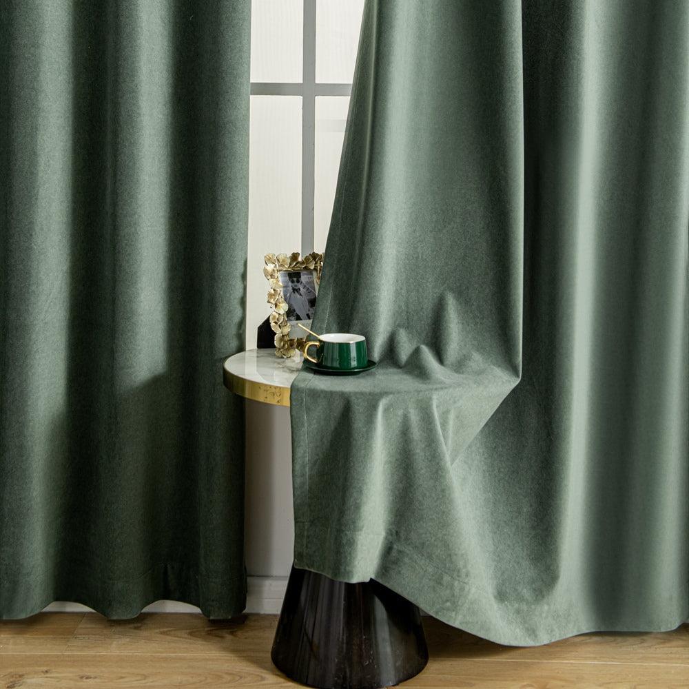 Velva Italian Cotton Velvet Room Darkening Grommet Soft Top Curtains Velva