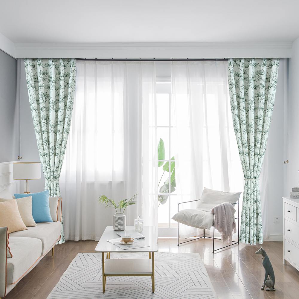 Lily Green Patterned Pleat Custom Curtains Lily