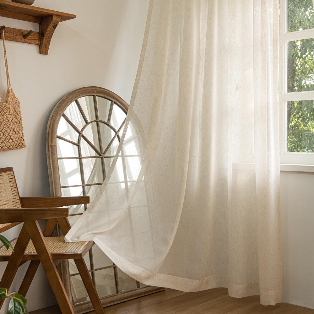 Misty-Lin Warm Cozy Glow Linen Grommet Soft Top Custom Curtains Misty-Lin