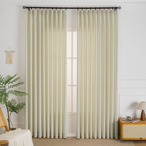 Elise Heavyweight Textured Faux Linen Outdoor Pleat Custom Curtains Elise Pinky Khaki-4