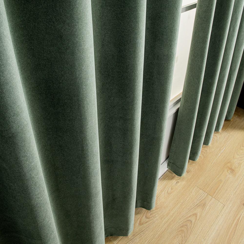 Velva Italian Cotton Velvet Room Darkening Grommet Soft Top Curtains Velva