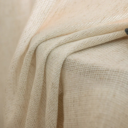 Seren Natural Small Plaid Linen Pleat Custom Curtains Seren