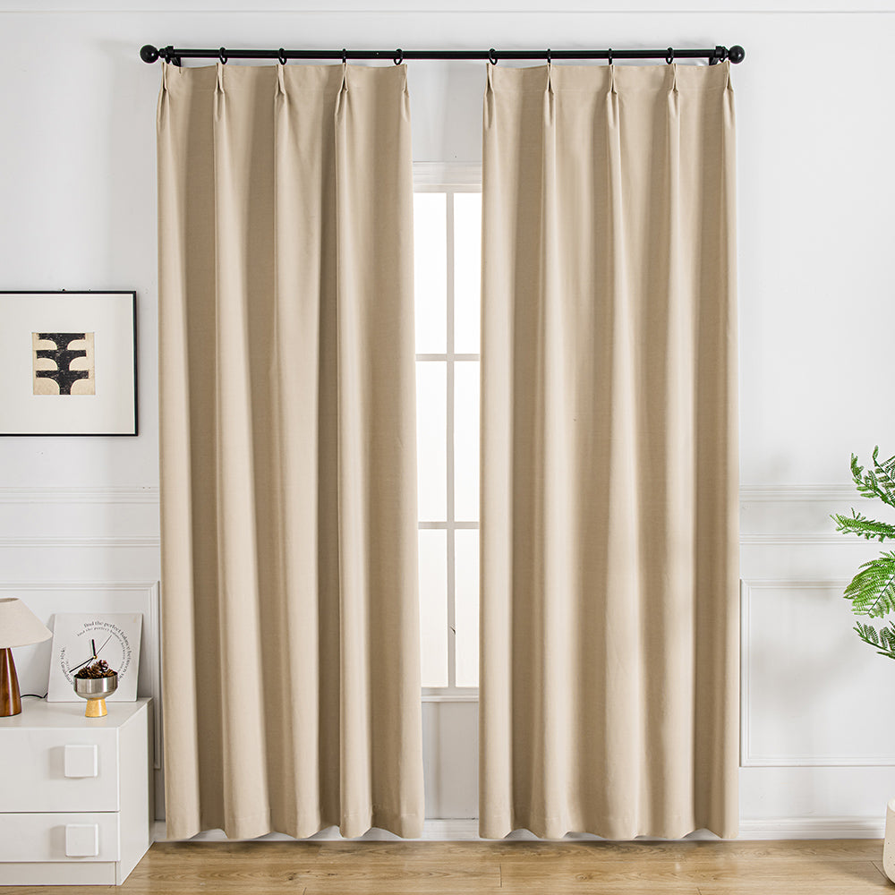 Nanov Oeko-Tex Blackout Velvet Pinch Pleat Custom Curtains Nanov Almond Brown-4