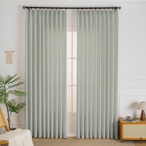Elise Heavyweight Textured Faux Linen Outdoor Pleat Custom Curtains Elise Light Gray-6