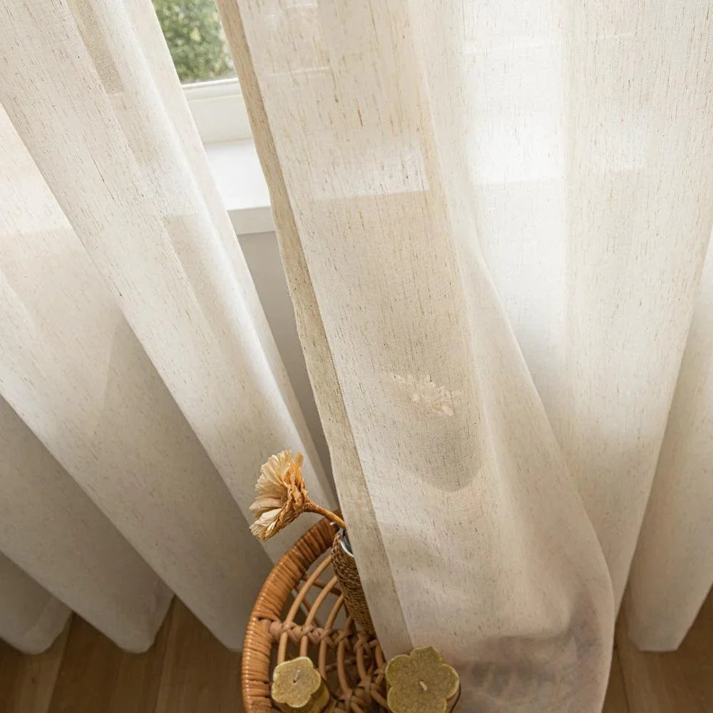 Misty-Lin Warm Cozy Glow Linen Grommet Soft Top Custom Curtains Misty-Lin