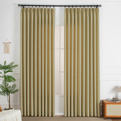 Straw Yellow-7 Thalia Textured Linen Custom Curtains