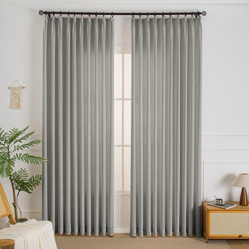 Elise Heavyweight Textured Faux Linen Outdoor Pleat Custom Curtains Elise Light Brown-7