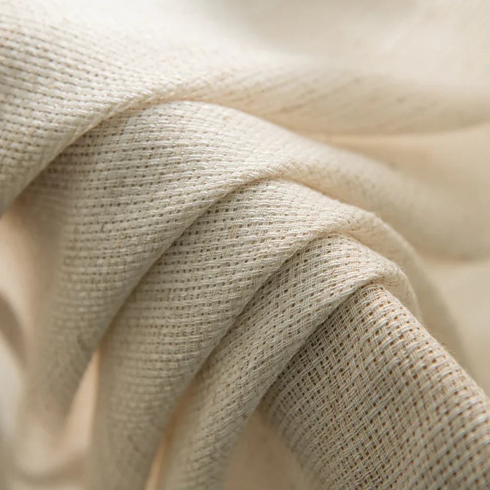 Seren Natural Small Plaid Linen Grommet Soft Top Custom Curtains Seren