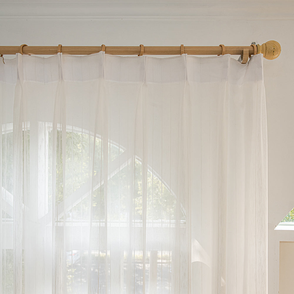 Gauzy Snowflake White Sheer Bathroom Pleat Custom Curtains Gauzy