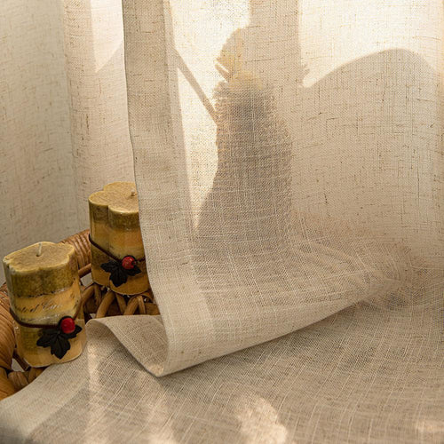 Herb-Lin Beige Linen Sheer Grommet Soft Top Custom Curtains Herb-Lin
