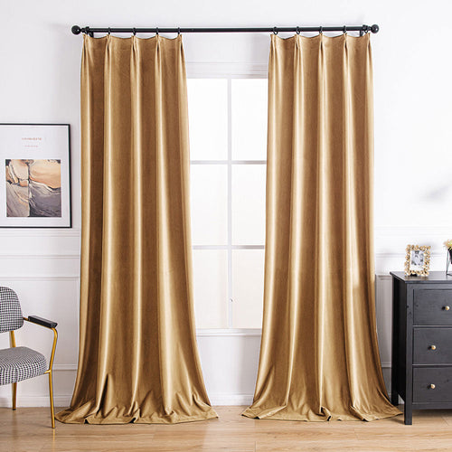 Aushme Luxurious Velvet Bathroom Custom Curtains(Pleated) Aushme Almond Brown