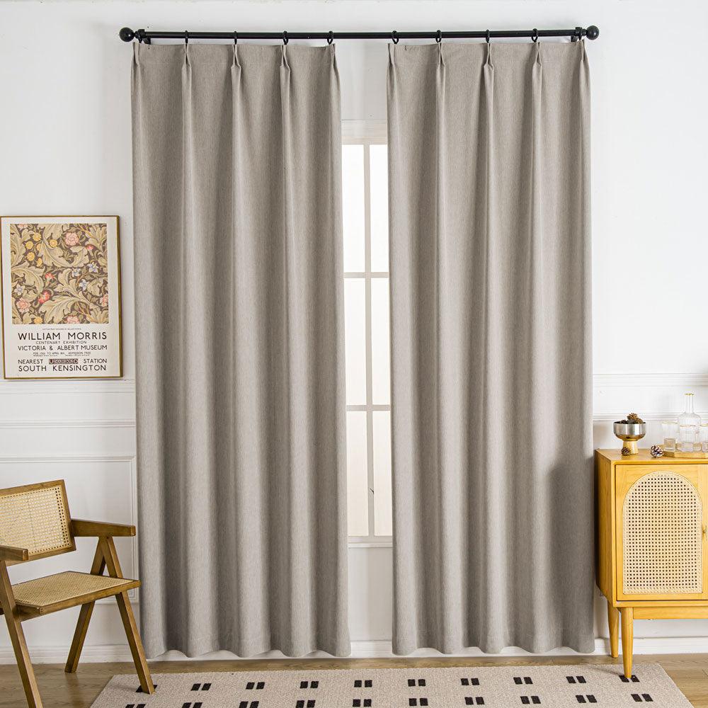Shangri Cozy Heavy Weight Chenille Pleat Custom Curtains Shangri Almond Brown