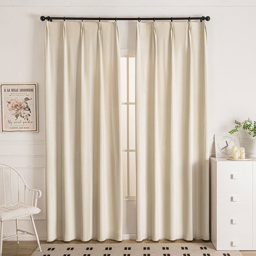 Doux Velvet Elegance Pleat Outdoor Curtains Doux Almond White-6
