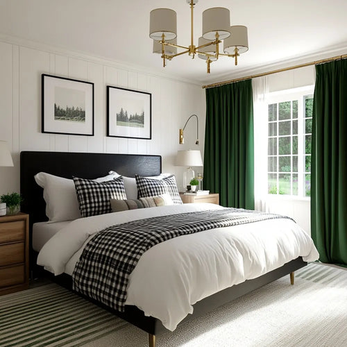 Dark Green Velvet Custom Curtains | Aushme Blackout Velvet Drapes Aushme