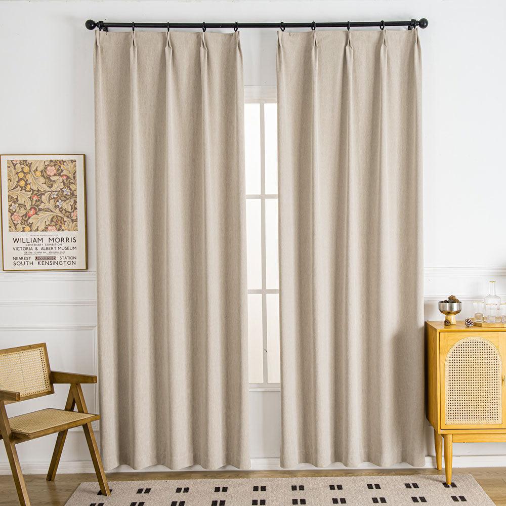 Shangri Cozy Heavy Weight Chenille Pleat Custom Curtains Shangri Beige Brown