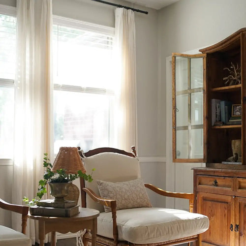 Breezy Meadow Beige Linen Sheer Pleat Custom Curtains Breezy