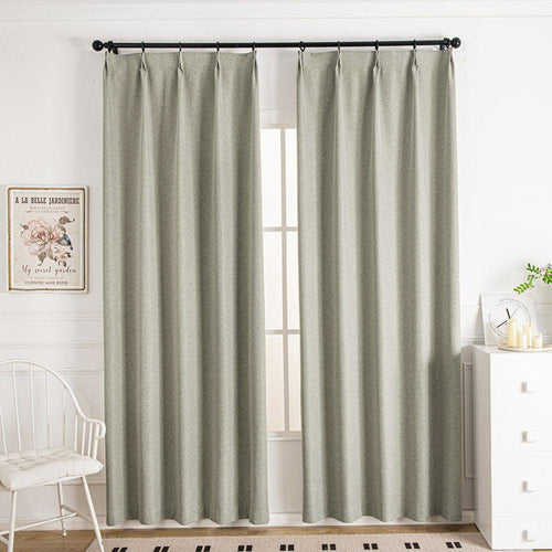 Lullaby Faux Linen Oeko-Tex Blackout Custom Curtains Lullaby Canvas Grey-4