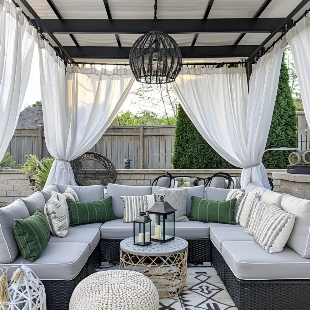 Cloud Water Repellent White Sheer Outdoor Pleated Custom Curtains