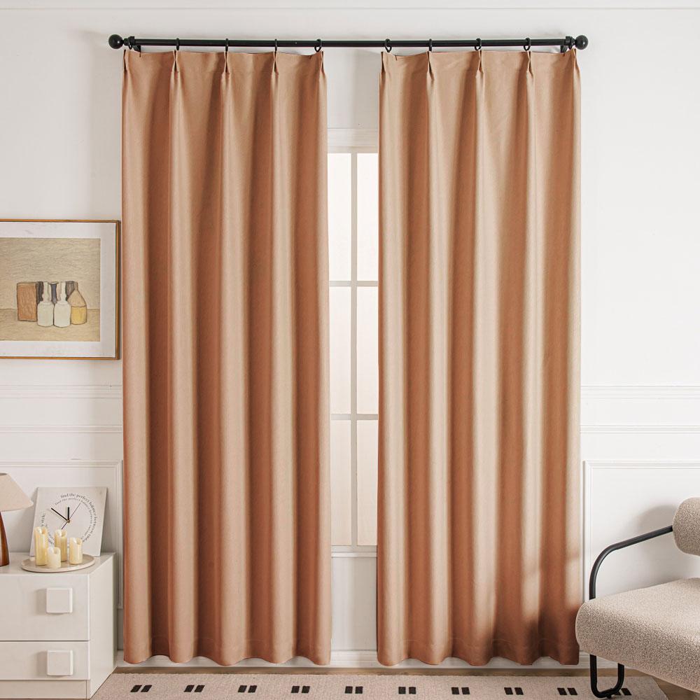Cocove Tree Texture Heavyweight Pleat Custom Curtains Cocove Coffee Brown-15