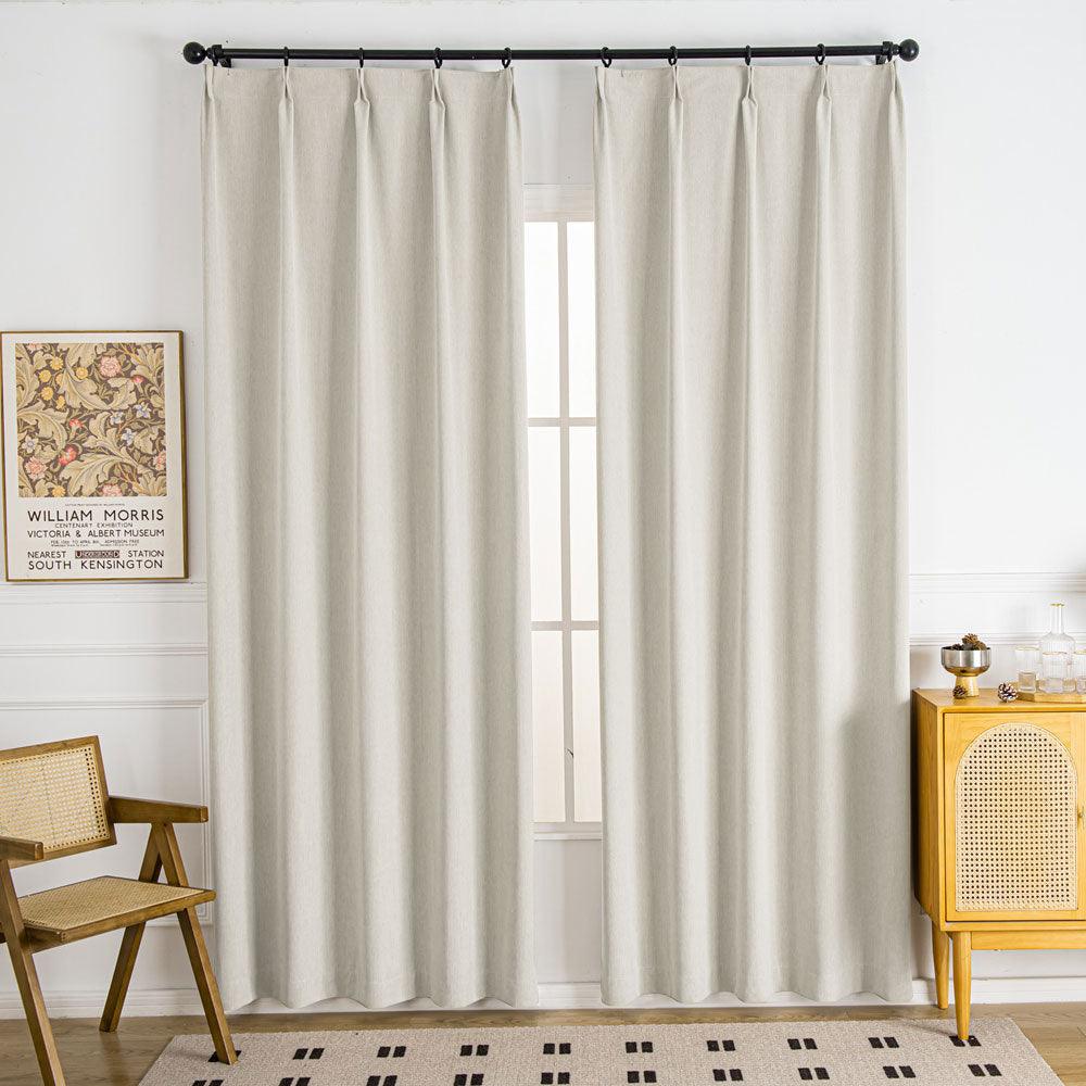 Shangri Cozy Heavy Weight Chenille Pleat Custom Curtains Shangri Cream White
