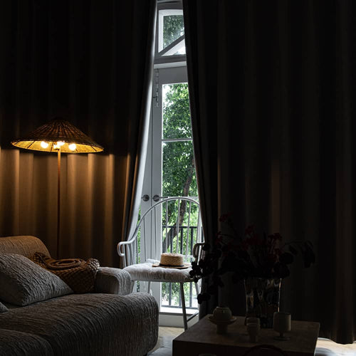 Lullaby Faux Linen Textures Blackout Grommet Soft Top Drapes Lullaby