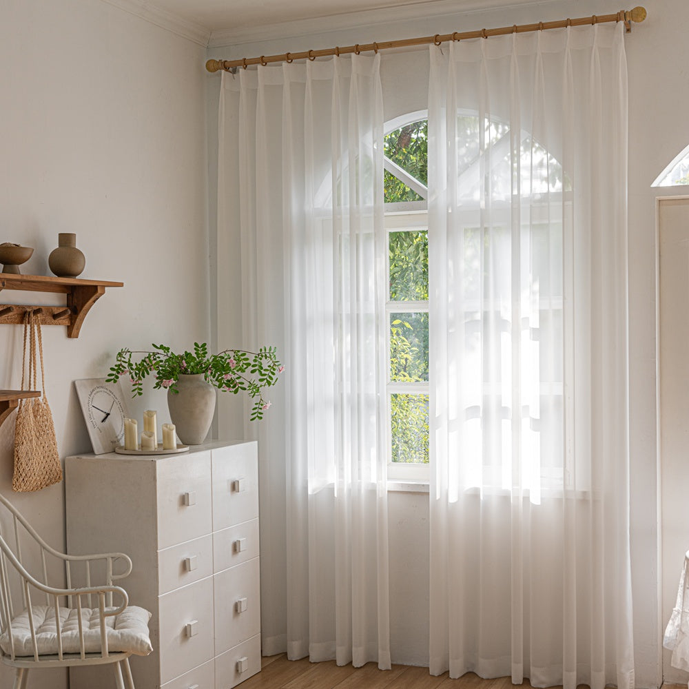Vent White Light-Filtering Pleat Sheer Curtains Vent