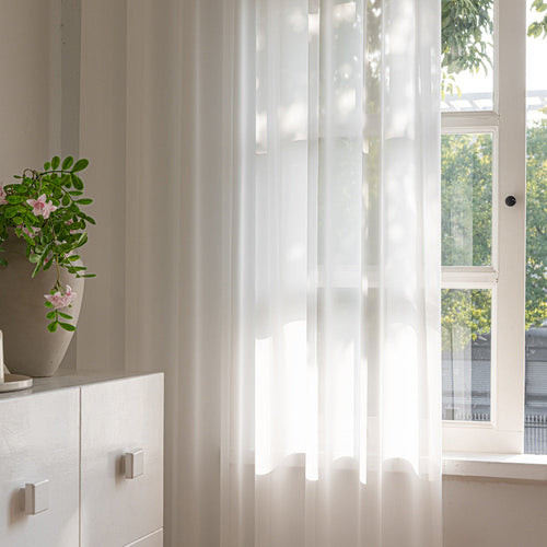Vent White Light-Filtering Pleat Sheer Curtains Vent