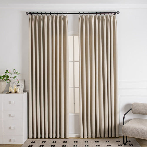 Tuscany Woven Faux Linen Pinch Pleat Custom Curtains
