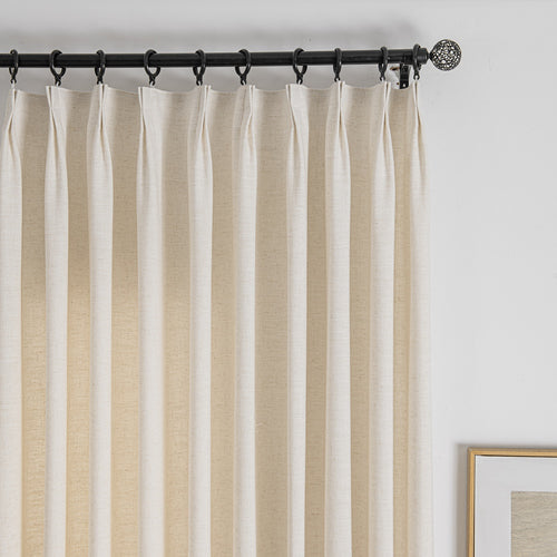 Cozy Heavyweight Linen Woven Pinch Pleat Custom Curtains Cozy